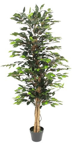 Blooming Artificial - Ficus Tree Artificial Plant, Large Fake Plant in Pot for House and Indoors, Year Round Decorative Realistic Faux Foliage (Green) (150cm/ 5ft)