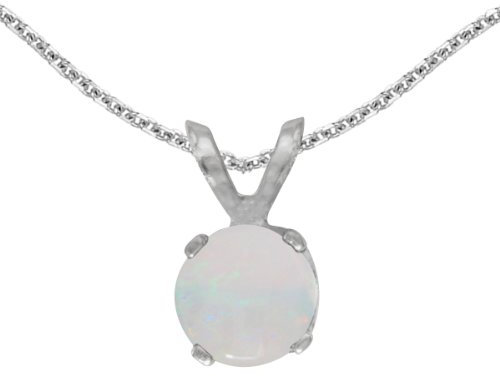 LXR 14k Weißgold Rund Opal Anhänger 0.19 ct