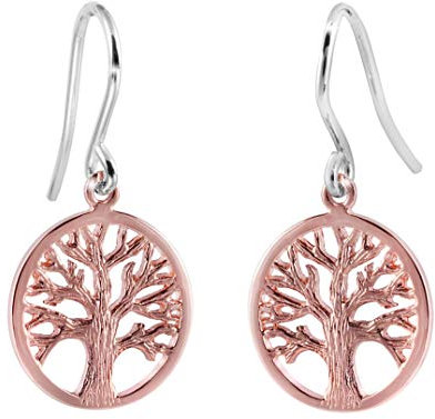 MATERIA Damen Mädchen Ohrhänger Lebensbaum Rosegold Schmuck Ohrringe 925 Silber keltisch bicolor #SO-209