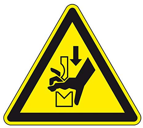 LEMAX® Warnschild Warnung vor Quetschgefahr, ISO, Folie, selbstkl., SL 50mm, 10/Bogen