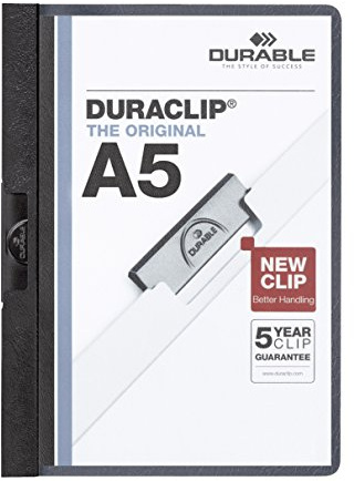 DURABLE Hunke & Jochheim Klemm-Mappe DURACLIP® A5, Hartfolie, 30 Blatt, transparent/schwarz