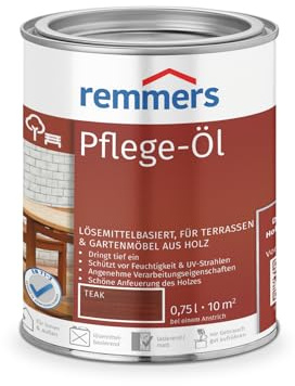 Remmers Pflege-Öl teak, 0,75 Liter, Holzöl für Holz innen und außen, wasserabweisend, wetterfest, für Gartenmöbel und Holzterrassen geeignet