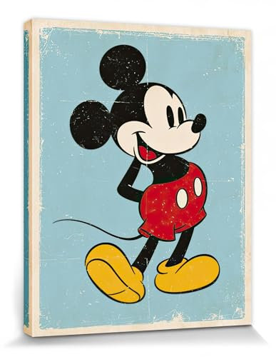 1art1 Micky Maus Poster Retro Bilder Leinwand-Bild Auf Keilrahmen | XXL-Wandbild Poster Kunstdruck Als Leinwandbild 50x40 cm
