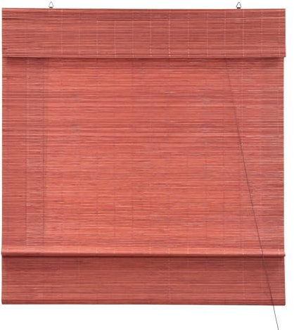 Victoria M. Klemmfix Bambus Raffrollo Sonnenschutz Sichtschutz Rollo Seitenzugrollo ohne Bohren, für Fenster und Türen, 90 x 220 cm, Kirsche