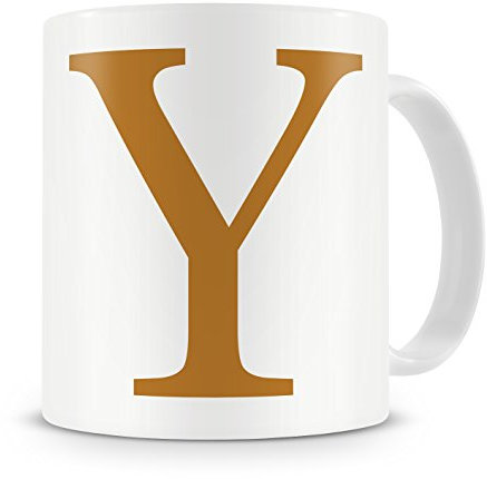 givagift Letter “Y” Mug – Letter Y Mug, Y Letter Mug, U Mug – Mug Gift/Present – Choice Of Colours – Modern/Cool/Trendy Style Mug (Gold)