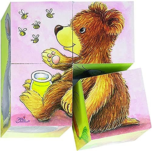 Goki 57056 - Würfelpuzzle - Tierkinder