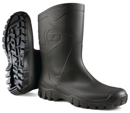 DUNLOP HEVEA Unisex Half Length Wide Calf Wellington Boots Black