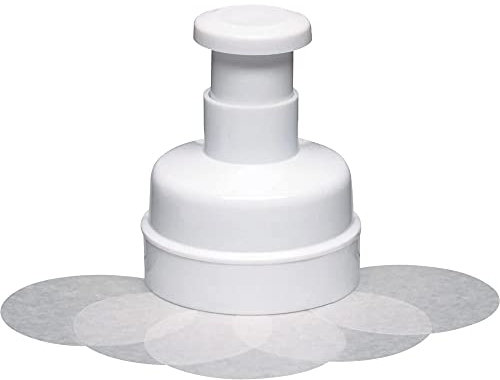 KitchenCraft Quarter Pounder Burger Press with 100 Wax Discs in Gift Box, Plastic, White, 11.5 x 11.5 x 13.5 cm