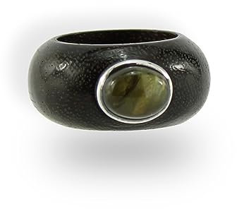 Budawi® Labradorit Ring Fingerring Holz & Silber Größe 57 Holzring