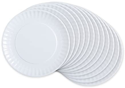 DII - Plato reutilizable de melamina para fiesta o picnic Set of 12 blanco
