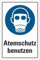 Schild Atemschutz benutzen, DIN ISO 7010, 3 mm Alu-Verbund 300 x 200 mm