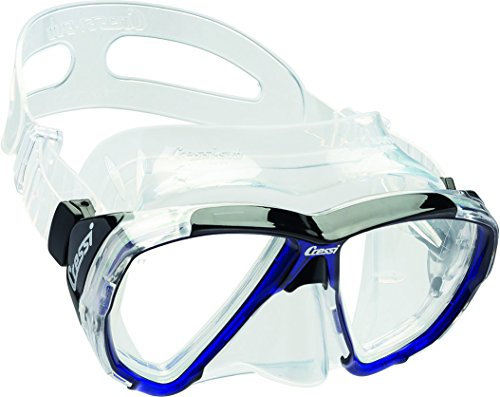 CRESSI Big Eyes Mask Clear/Bluee Ink - Single Big Eyes Mask for Diving and Snorkelling, Transparent/Blue Ink, One Size, Adults