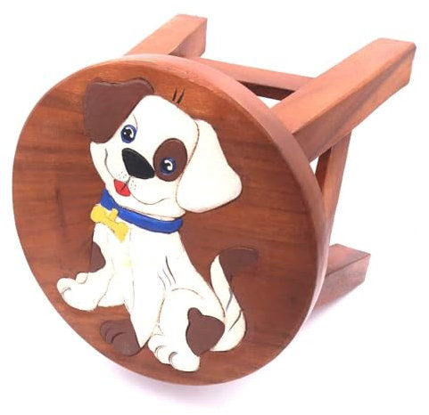 ROMBOL Handgefertigter Kinderhocker, Holz, Kinderhocker:Hund Puppy