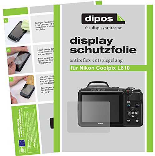 dipos 2x Matte Screen Protector for Nikon Coolpix L810 | Ultra-Thin, Anti-Glare, Anti-Reflective, Perfect Fit, Anti-Scratch, Bubble-Free, Fingerprint Compatible, Easy Installation