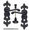 Black Cast Iron Fleur De Lys Door Antique Handles Bathroom Lever Latch Lock Pair