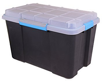 Ondis24 stabile und gut schließende Lagerbox Transportbox Multifunktionsbox Scuba XL mit umlaufender Deckeldichting schwarz mit transparentem Deckel