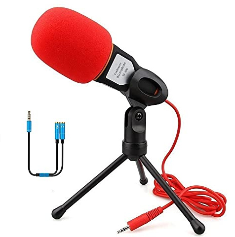 Computer Microphone,Condenser Microphone,3.5MM Plug and Play Omnidirectional Mic with Desktop Stand for Gaming,YouTube Video,Recording Podcast,Studio,for PC,Laptop,Tablet,Phone