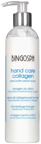 Kollagen für die Handpflege fur Trocknen der Hände, Rötung, Rissbildung und Reizung Pfirsich und Sheabutter 280g BINGOSPA