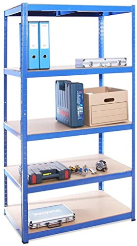 Scaffale per Garage – Scaffalatura – 180cm x 90cm x 60cm – Blu – 5 Ripiani (175Kg a ripiano) – Capacità di carico 875Kg – 5 Anni di Garanzia