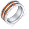 Bling Jewelry Doppelreihiger Breiter Streifen Braunes Koa-Holz-Inlay Titan Ehering Ringe Für Männer Für Frauen Silberton Komfort-Passform 8MM