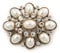 Broche vintage en métal doré antique avec fausses perles et strass – 5,5 cm de long, taille unique, Perle, Fausses perles.