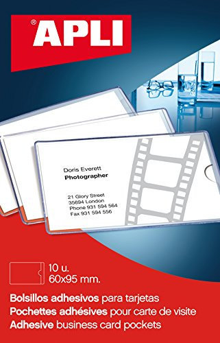 APLI 2580-10 pochettes autocollantes pour cartes de visite - 60x95 mm.