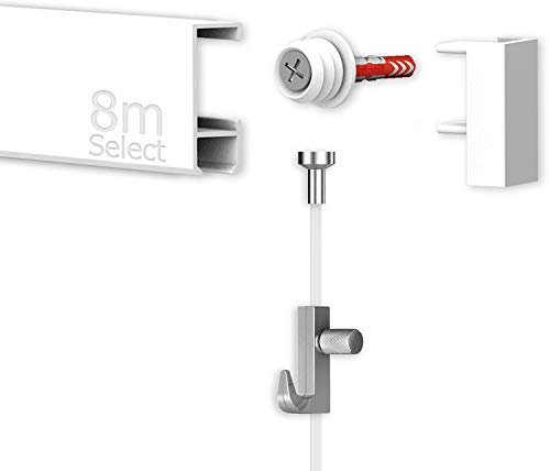 8 Meter Bilderschienen - Select - Komplett Set in Weiß von Hang-it