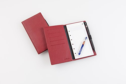 Notizblock HelfRecht Memo Classic aus Leder/Notizblock in Lederhülle/Notizbuch - karminrot