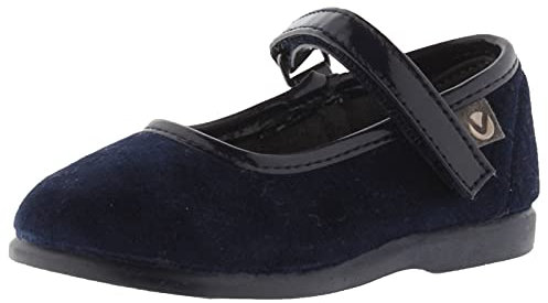 victoria Ballerine Alba Velluto & Strappo & Suola Abbinata 102752 per Bambine Marino 23