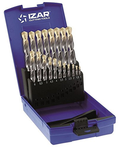 Izar 59234 Juego Brocas 1015, DIN 338, 1-10 x 0.50 mm, HSS, Zirkonio, 19 Piezas
