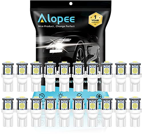 Alopee 20 Unidades Bombillas W5W LED T10 24V 5050 SMD - Luz Interior Coche (Panel, Maletero, Matrícula, Cúpula) - Compatible W5W/501/194/168/2825 - Blanco