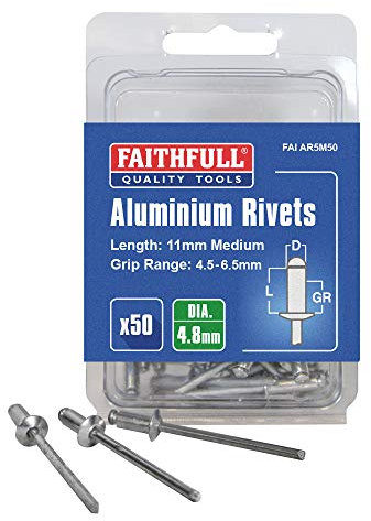 Faithfull ar5 m50 5 mm rivets en aluminium Taille Moyenne (Lot de 50)