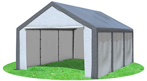 Stabilezelte Partyzelt 4x6 m Modular Pro PE 240 g/m² wasserdicht inkl. Seiten Festzelt Gartenzelt Grau Weiss