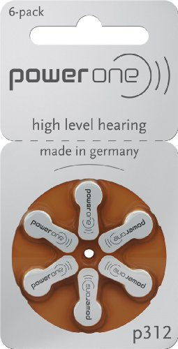 Hearing Aid Battery Powerone Size 312 No Mercury, 60 Batteries by Power One