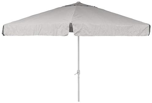 Nexos Sonnenschirm Marktschirm Ø 3,80m weiß 8 Rippen Kurbel Stand-Sonnenschirm Sonnenschutz Garten Camping Terrasse Gestänge aus Aluminium Stahl