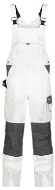 DASSY® Versailles Zweifarbige Arbeitslatzhose mit Kniepolstertaschen - Größe 60 - WEIß/ZEMENTGRAU