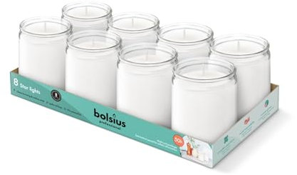 Bolsius 103422531800 Kerze im Glas, Starlight, transparent, 8 Stück