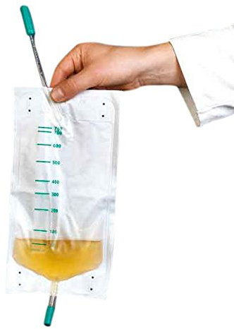 DCT 2920644 - Bolsa para la orina (10 unidades, no estéril, entrada lateral, tubo de 10 cm, 750 ml)