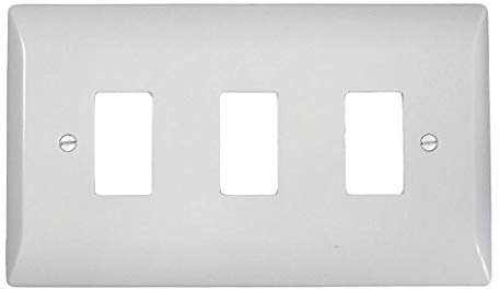 Superswitch SW543 Grid Switch Cover Plate - 3 Gang on 2 Gang Plate (White)