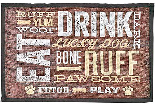 LOVING PETS Bella Mat - Dog Day Expressions Fashion Mat - Ideal For Dog And Cat Food And Water Bowls - Skid Resistant Backing