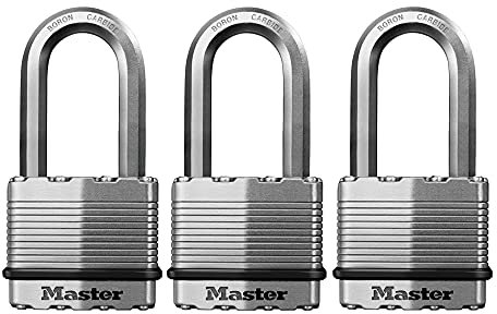 Master Lock M5XTRILH Magnum Candado resistente para exteriores con llave, paquete de 3 llaves iguales
