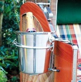 AMBIENTE-LEBENSART.DE Strandkorb-Sekt-Champagner-Wein-Kühler-Eiskübel mit Halterung massiv-elegant