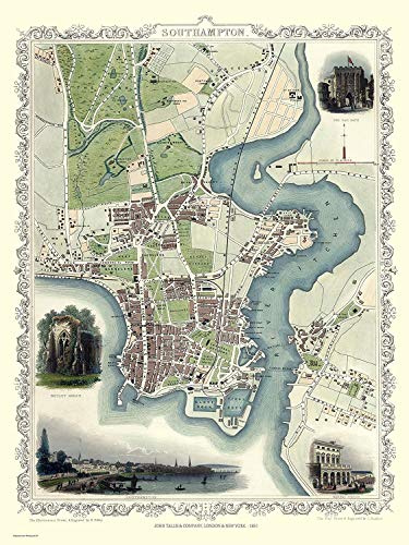 History Portal Limited Edition 1000 Piece Jigsaw Puzzle - Map of Southampton 1851 by John Tallis