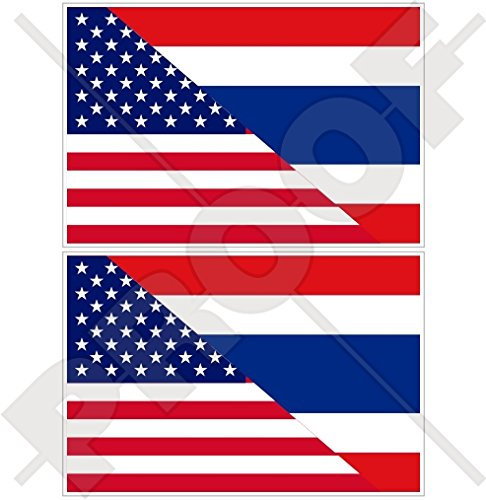 Vinyl-Aufkleber, USA, USA, USA, Thailand, Siamesische Flagge, 75 mm, 2 Stück