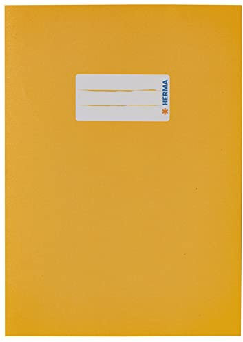 HERMA 5511 Heftumschlag A5 Papier Gelb, Hefthülle mit Beschriftungsfeld aus extrem kräftigen Papier & satten Farben, Heftschoner für Schulhefte, farbig