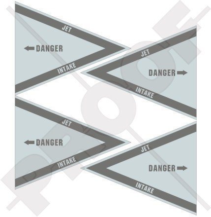 Danger Jet Intake LowVis NATO RAF USAF US Navy Flugzeug Hubschrauber 50 mm Vinyl-Aufkleber, 4 Stück