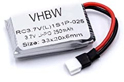 vhbw Batterie Compatible avec Wltoys V939 modéle RC (250mAh, 3,7V, Li-polymère, Mini JST-Plug)