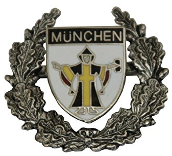 Breiter Hutanstecker Hutabzeichen Hutschmuck Anstecker Münchner Kindl mit Ehrenkranz Trachtenpin Brosche
