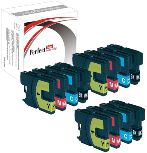 PerfectPrint Compatible Ink Cartridge Replacement for Brother MFC-J220 J265W J410 DCP-J125 J315W J415W J515W LC-985 (Black/Cyan/Magenta/Yellow, 12-pack)