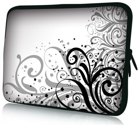 wortek Universal Laptoptasche Schutzhülle Sleeve aus Neopren bis ca. 13,3 Zoll - Ranke Weiß Schwarz 2